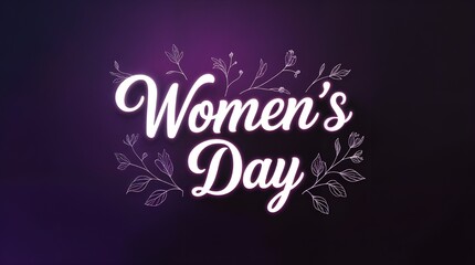 Women's Day greeting with purple floral design on black background. womens day poster, womens day background, international women day, womens month, 8 march, women's day