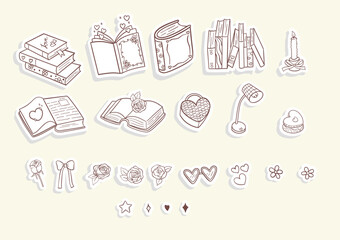 Vintage Girly Bookish, Book Lover Sticker. Vector illustration