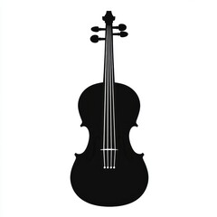Fototapeta premium Black violin silhouette, isolated, white background, music design.