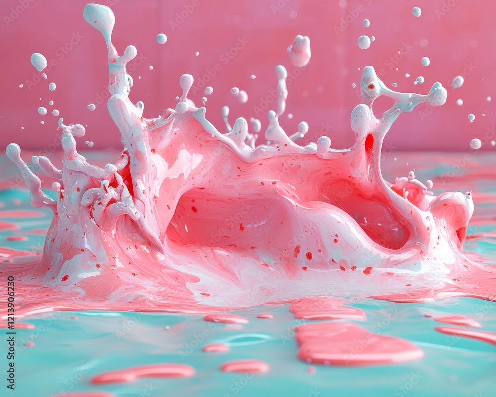 Aufkleber dynamic visual flow is created by abstract paint splashes in pink and purple