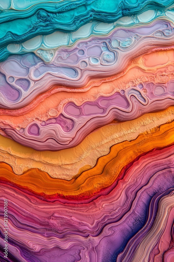 Poster abstract waves of colorful, flowing fabric create a lively visual impression