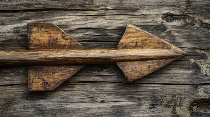 Wooden Arrowhead Adorned On Weathered Wood
