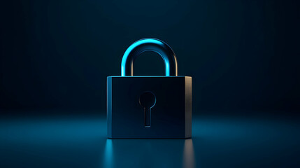 Naklejka premium Glowing Digital Padlock Symbolizing Cybersecurity And Data Protection In A Futuristic, High-Tech Environment. Generative AI
