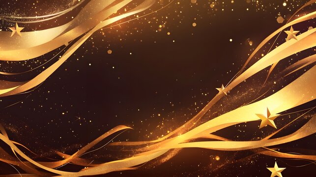 Luxury background with golden wave lines and star shapes, ideal for award ceremonies