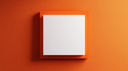White square box on orange background, mockup