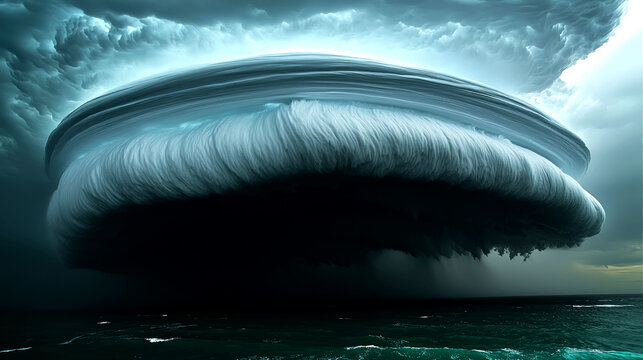 Apocalyptic Storm Clouds over the Ocean: A Dramatic Nature Photography