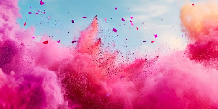 Vibrant Holi Powder Celebration at Sunset Festive Image