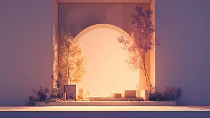 Minimal stage design for New Year's event or product display