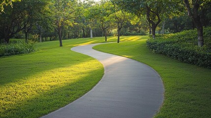 Obraz premium A smooth pathway winding through a scenic park, perfect for a peaceful walk.
