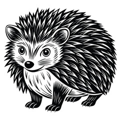  hedgehog Black and white vector illustration animal silhouette 