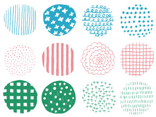 手描きあしらいセット　まる　色えんぴつ