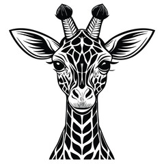  giraffe Black and white vector illustration animal silhouette for t shirt 