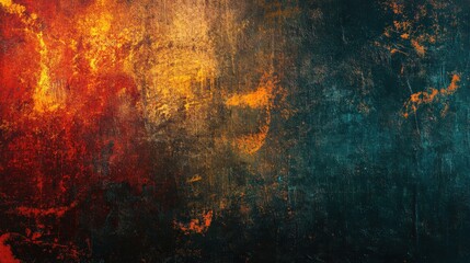 Abstract fiery orange and teal textured background