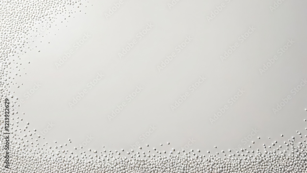 Poster soft white balls scattered on a smooth light background create a modern and minimalist look
