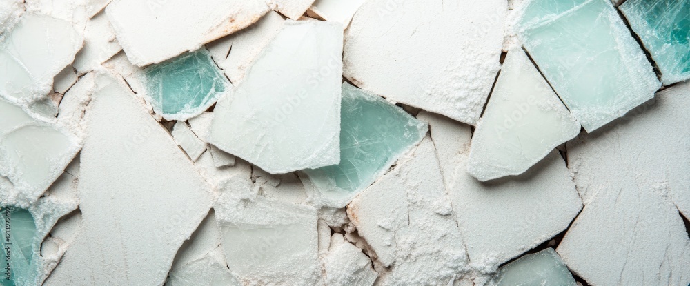 Poster mosaic pattern with broken tiles reflecting soft light in a creative space..