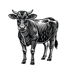 Fototapeta premium cow Black and white vector illustration animal 