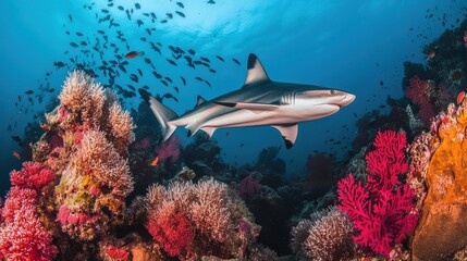 Obraz premium Colorful Predators in Coral Reefs with Dramatic Lighting