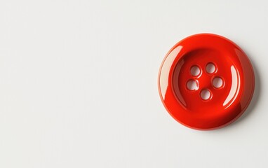 Fototapeta premium A close-up of a bright red button placed on a clean white background.