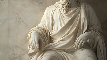 Sculpture of an ancient philosopher in marble with flowing robes