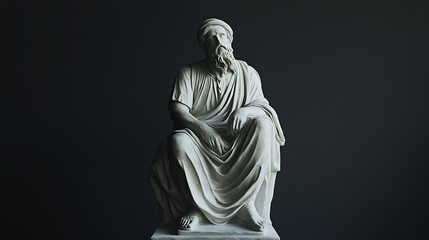 Obraz premium Sculpture of an ancient philosopher in marble with flowing robes