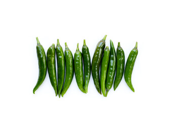 Chili peppers on a white background.