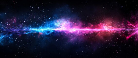 Obraz premium Colorful powder explosion creates a vibrant cosmic effect with blue and purple hues against a black background