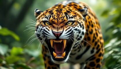 Obraz premium Magnificent Jaguar: A Portrait of Wild Power