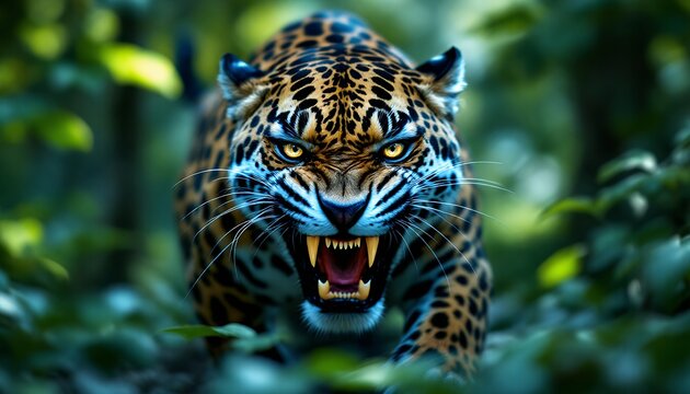 Majestic Jaguar in the Amazon Rainforest