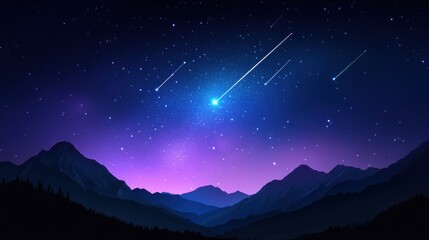 Night Sky with Shooting Stars: A breathtaking night sky canvas, adorned with a multitude of twinkling stars and a dramatic display of shooting stars streaking across the cosmos.