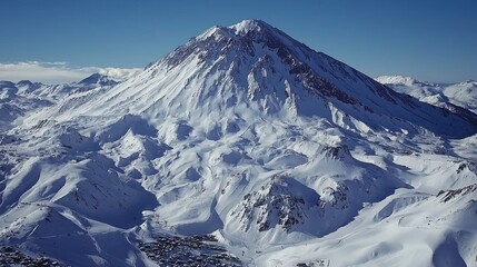 Majestic Snow Covered Mountain Peak on a Sunny Day