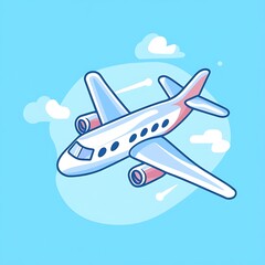 Cartoon airplane flying in a sky.  Possible stock photo use
