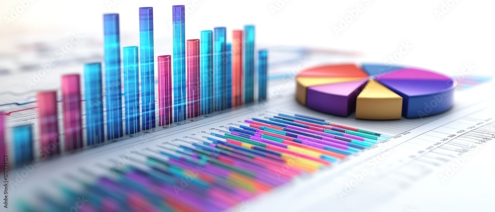 Poster colorful data visualization with graphs and charts