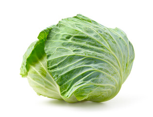 Fototapeta premium Fresh green cabbage isolated on white background. Clipping path.