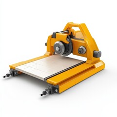 Fototapeta premium Yellow Tile Cutting Machine With Circular Blade