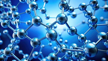 Molecular Structure Illustration Close Up Blue Background , atomic, chemistry,  atomic, chemistry, close up, bonding
