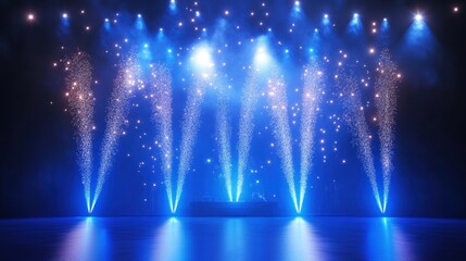 Blue Stage Lights Sparkles Festive Concert Show