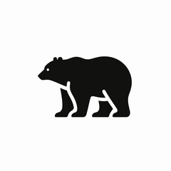 Fototapeta premium Polar Grizzly Bear silhouette in black on a white background
