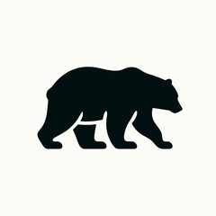 Fototapeta premium Polar Grizzly Bear silhouette in black on a white background