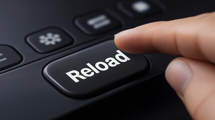 Black "Reload" button on keyboard. Suitable for system refresh and interface design.