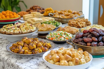 A Beautifully Arranged Ramadan Iftar Table Marking a Festive Evening.