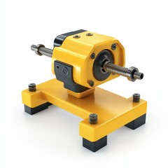 Yellow Industrial Machine with Rotating Screw Mechanism