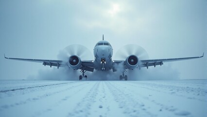 Airplane Taking Off in Snow