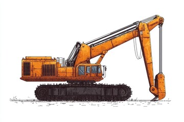 Obraz premium Crawler Crane isolated on white background. Crane icon. Heavy Machinery isolated on white. Construction Crane. Crawler Crane Design Element. Crane Vehicle Isolated for Designers. 