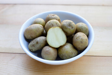 Raw fresh organic potatoes, Tiny potatoes