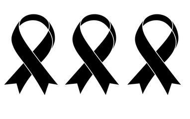 Three black awareness ribbons