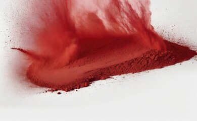 A powerful explosion captured in mid-air, with a cloud of red dust and debris erupting outwards.