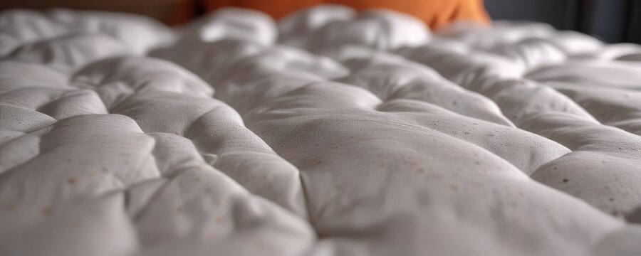 D?tail d'un acarien vu en gros plan sur un matelas, montrant ses pattes et son corps, arthropode, acarien, d?tail