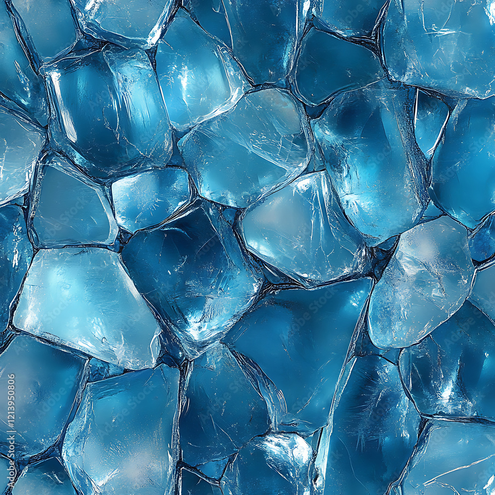 Poster shimmering blue ice pieces create stunning, textured background, perfect for various design projects