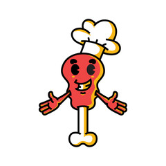 cute meat mascot character.eps