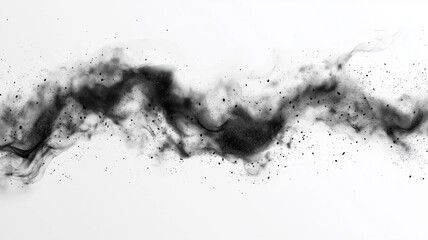 Dynamic abstract wave of black liquid splashing against a white background, creating a striking contrast and fluid motion.